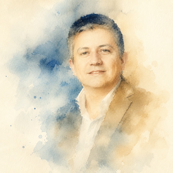 Retrato de Rolando Cabrera Libuy, ilustración en acuarela